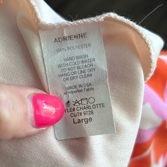 Adrienne Charlotte Drop Shoulder Floral Dress Sz L - Picture 8 of 8